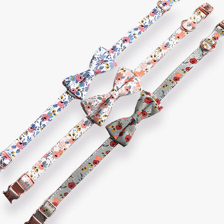 Elegant Floral Cotton Dog Collar petin