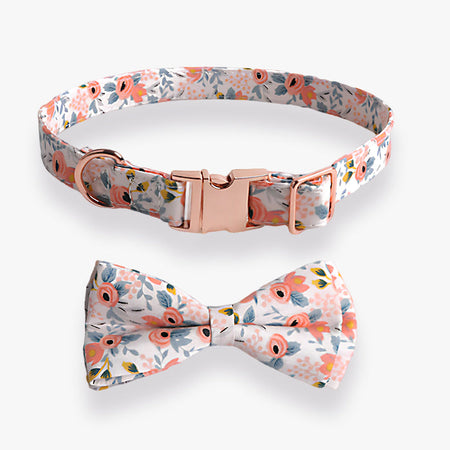 Elegant Floral Cotton Dog Collar petin