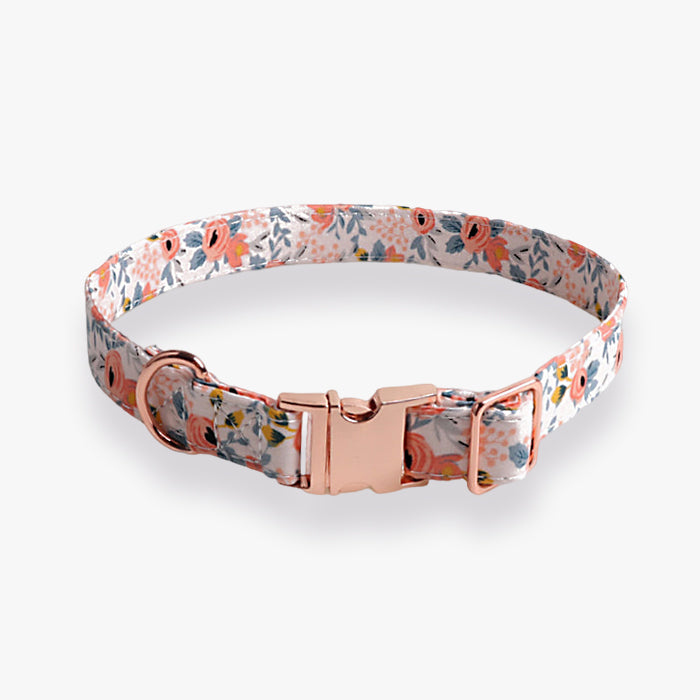 Elegant Floral Cotton Dog Collar petin