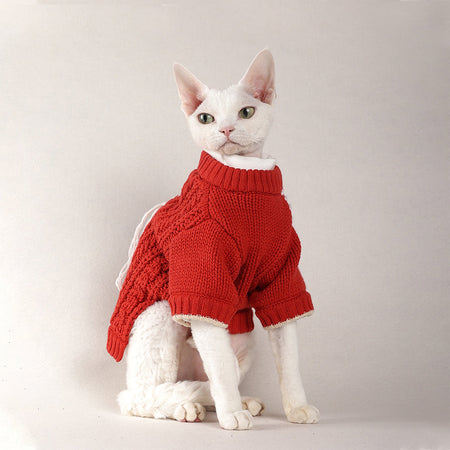 Fashion Red Knitted Sweater petin