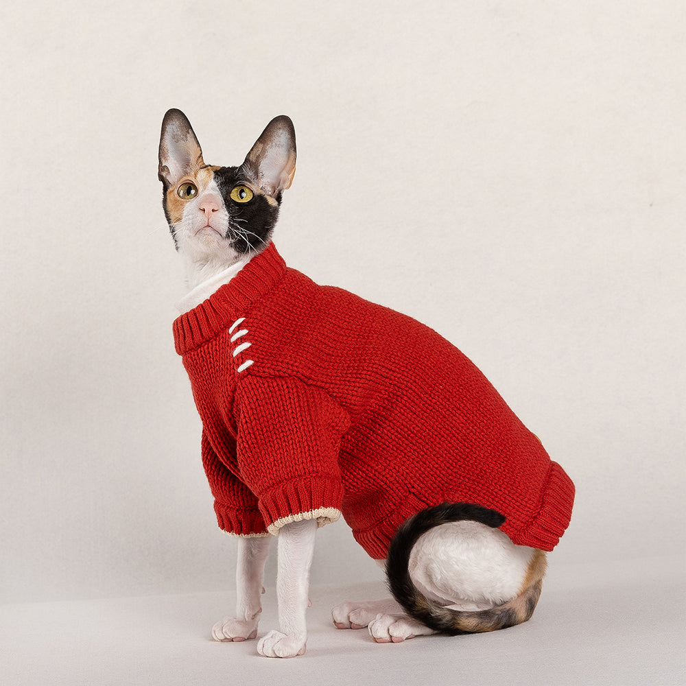 Fashion Red Knitted Sweater petin