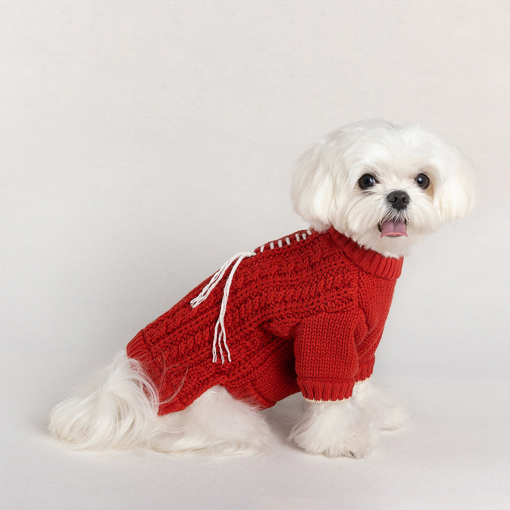 Fashion Red Knitted Sweater petin