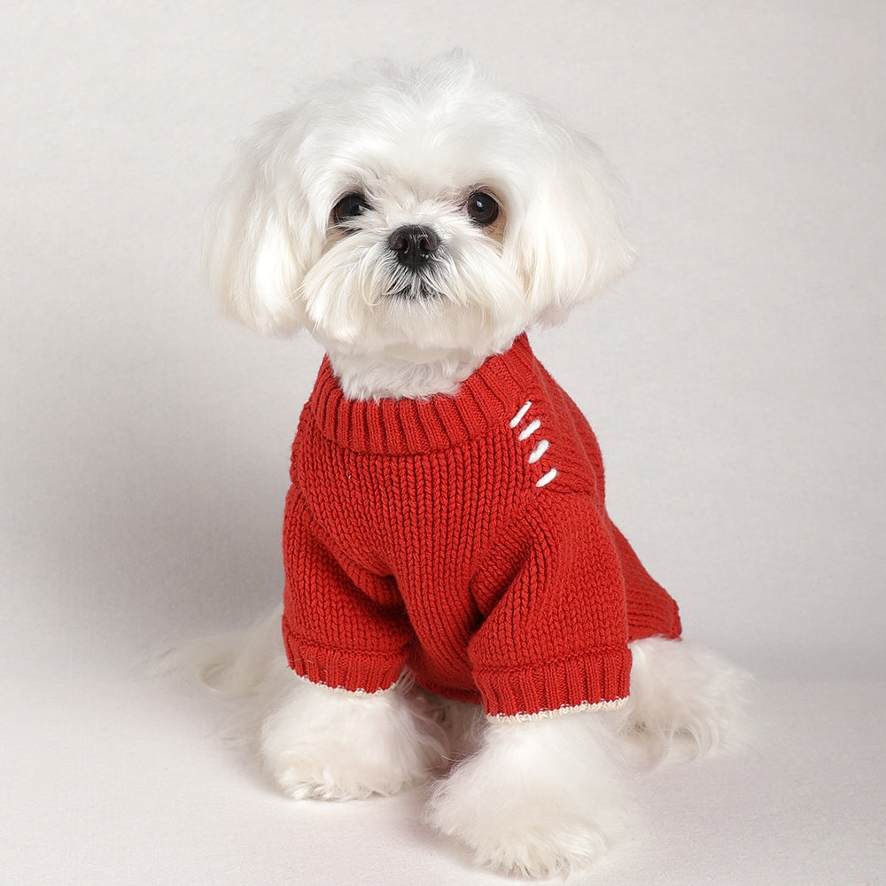 Fashion Red Knitted Sweater petin