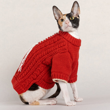 Fashion Red Knitted Sweater petin