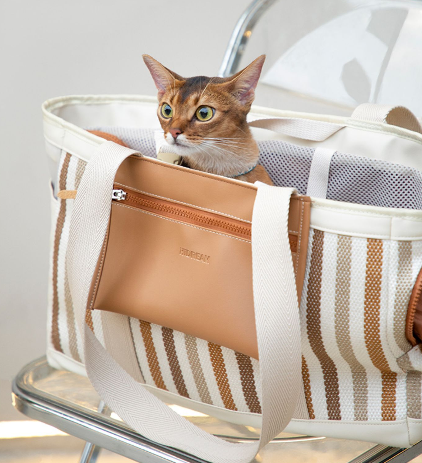 Fashion Stripe Pet Travel Shoulder Bag petin