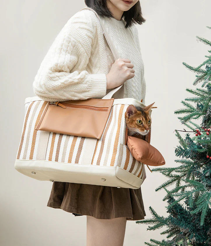 Fashion Stripe Shoulder Pet Travel Bag 1