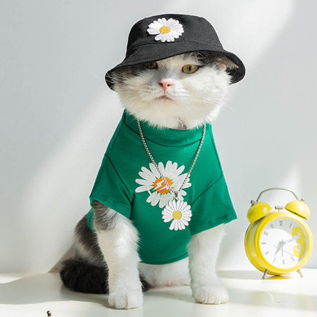 Fashionable Daisy Pattern Cat T-shirt petin