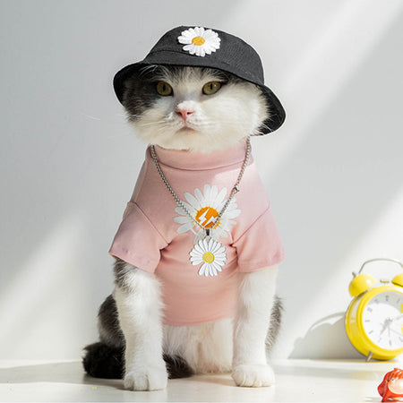 Fashionable Daisy Pattern Cat T-shirt petin