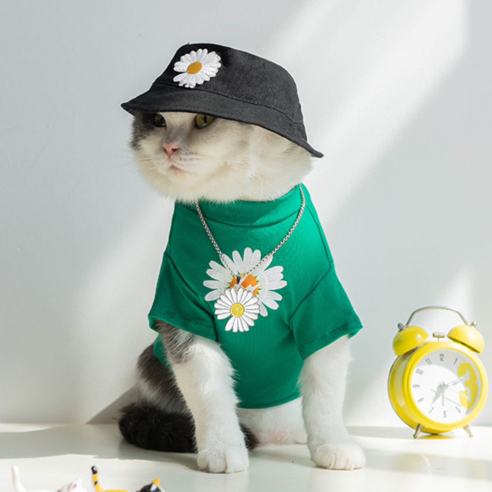 Fashionable Daisy Pattern Cat T-shirt petin