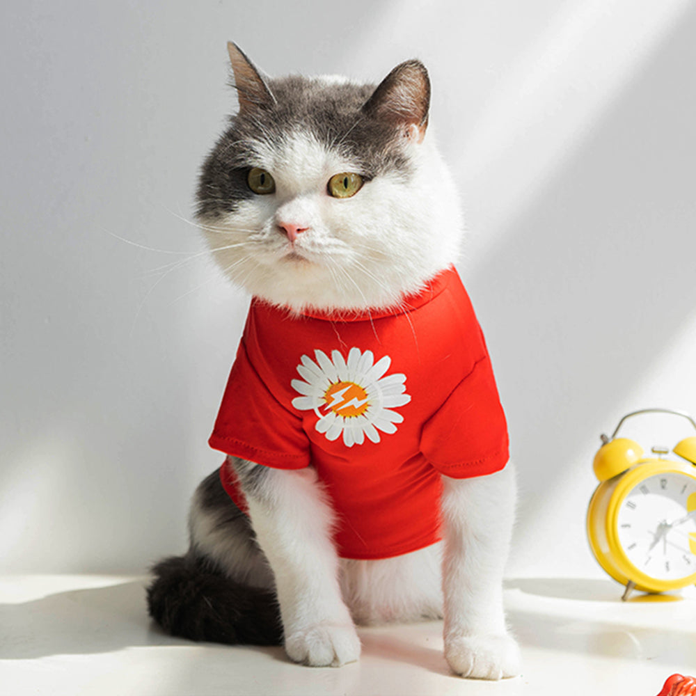 Fashionable Daisy Pattern Cat T-shirt petin