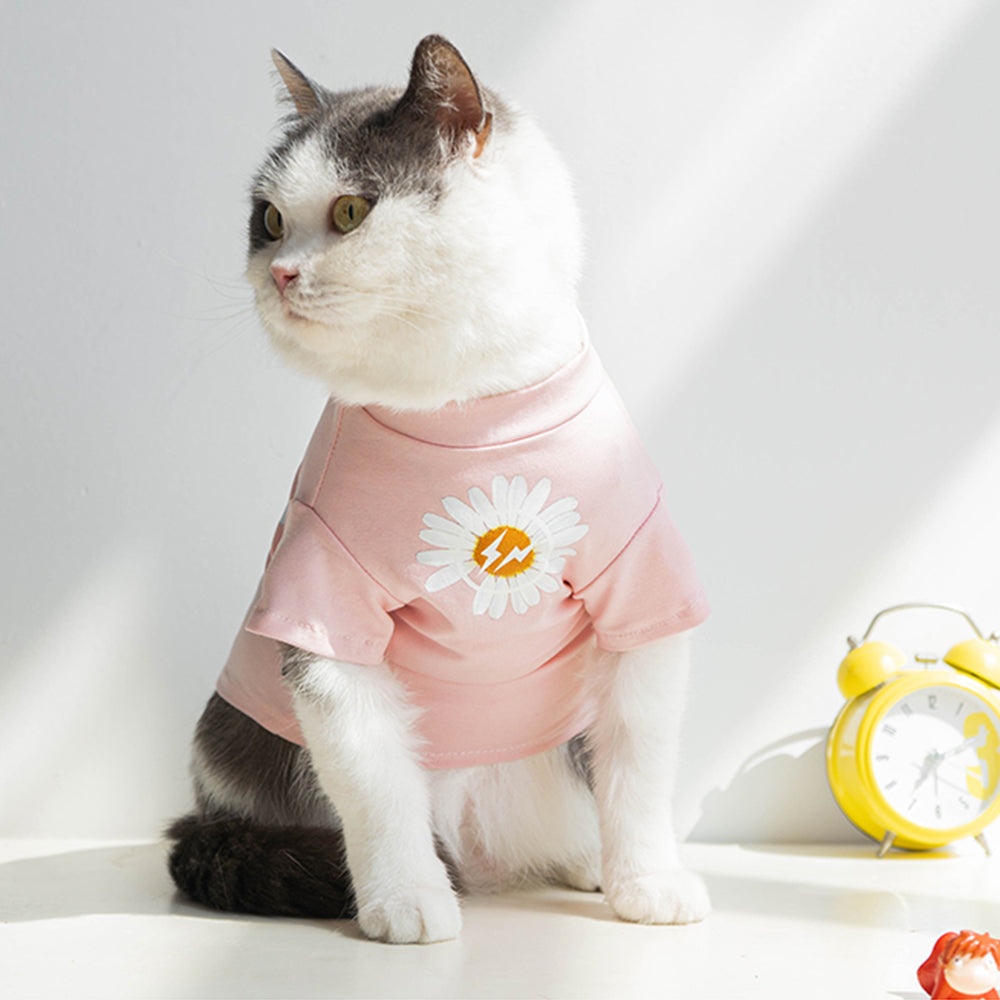 Fashionable Daisy Pattern Cat T-shirt petin