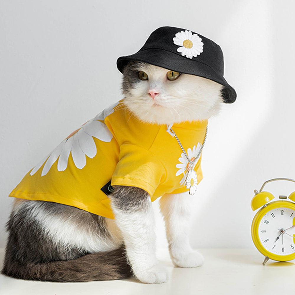 Fashionable Daisy Pattern Cat T-shirt petin