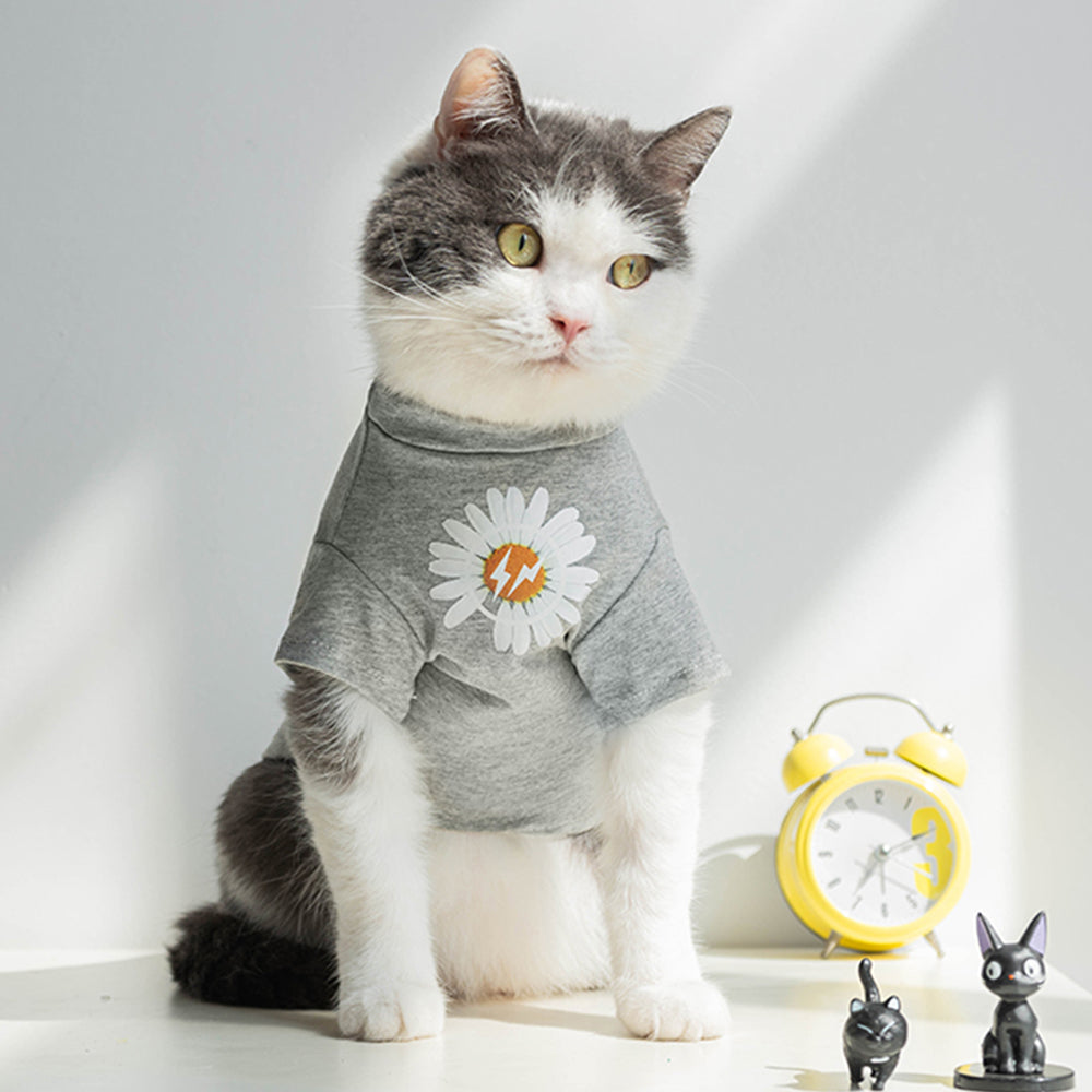 Fashionable Daisy Pattern Cat T-shirt petin