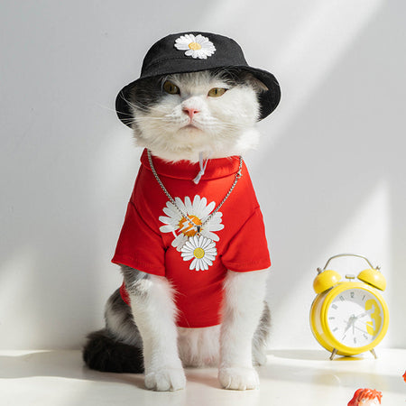 Fashionable Daisy Pattern Cat T-shirt petin