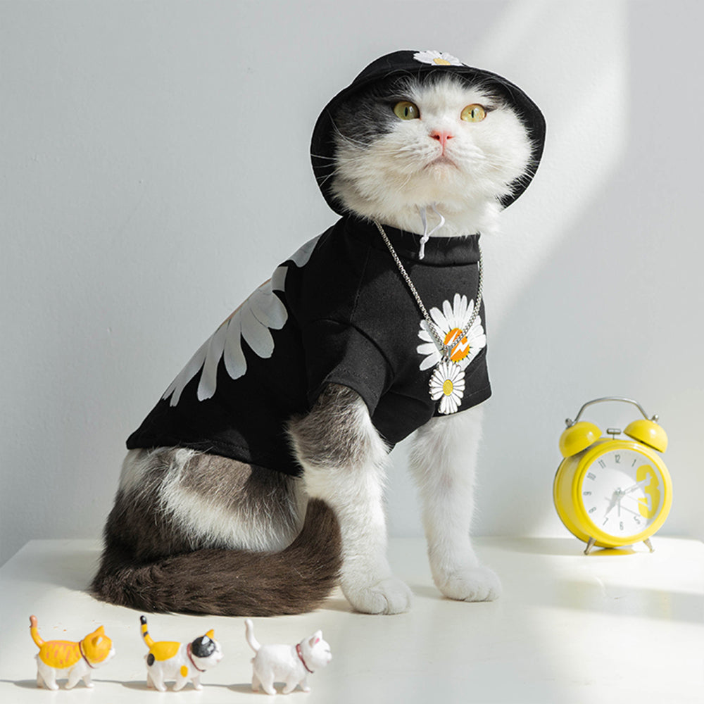 Fashionable Daisy Pattern Cat T-shirt petin