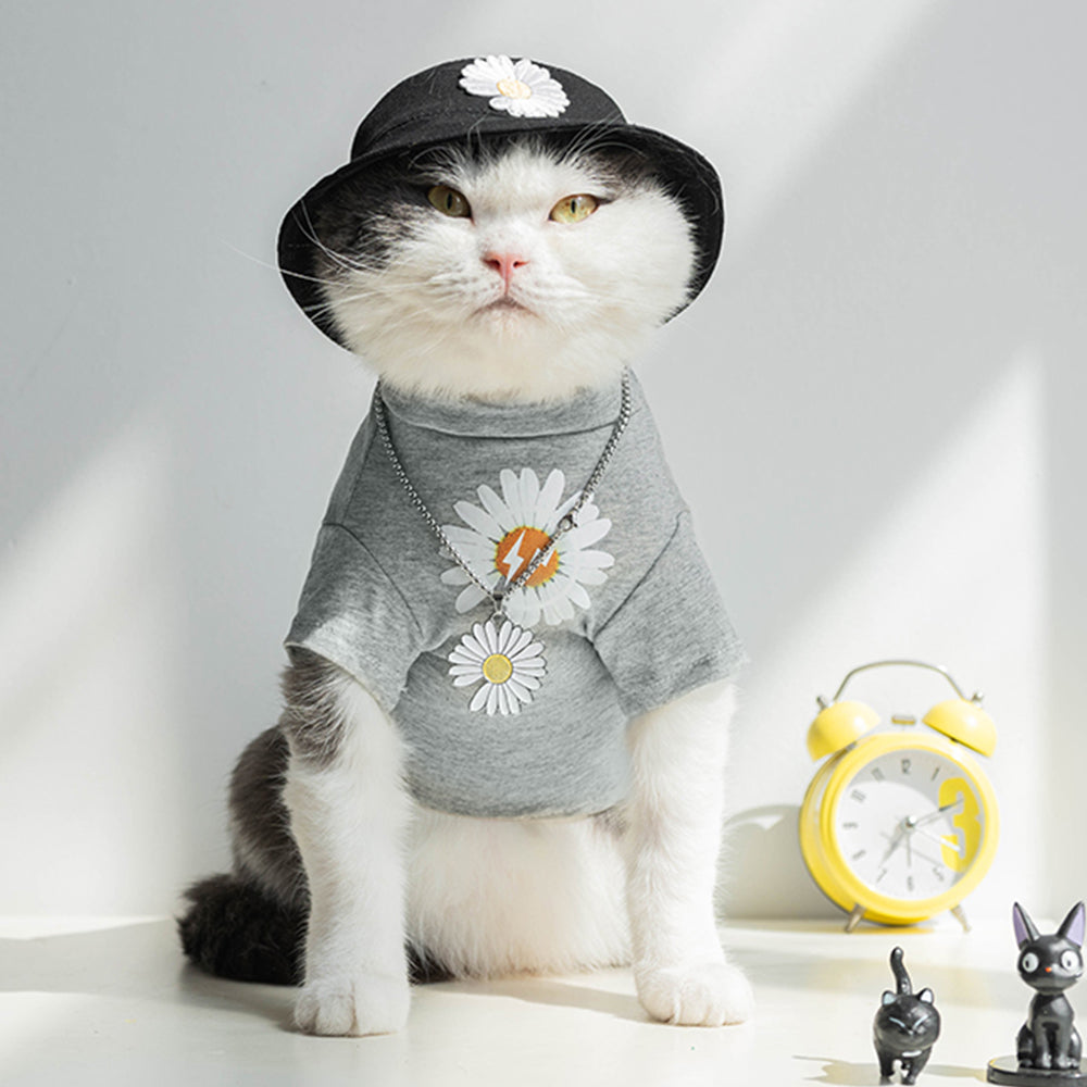 Fashionable Daisy Pattern Cat T-shirt petin