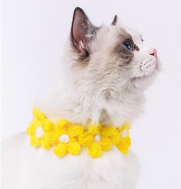 Fluffy Flower Handmade Adjustable Cat Knitted Collar petin