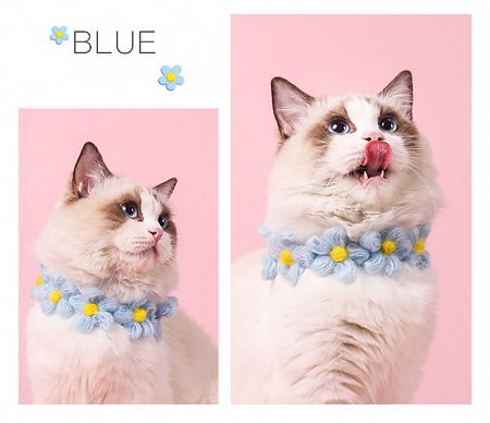 Fluffy Flower Handmade Adjustable Cat Knitted Collar petin