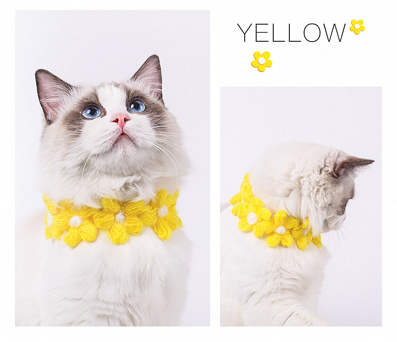 Fluffy Flower Handmade Adjustable Cat Knitted Collar petin