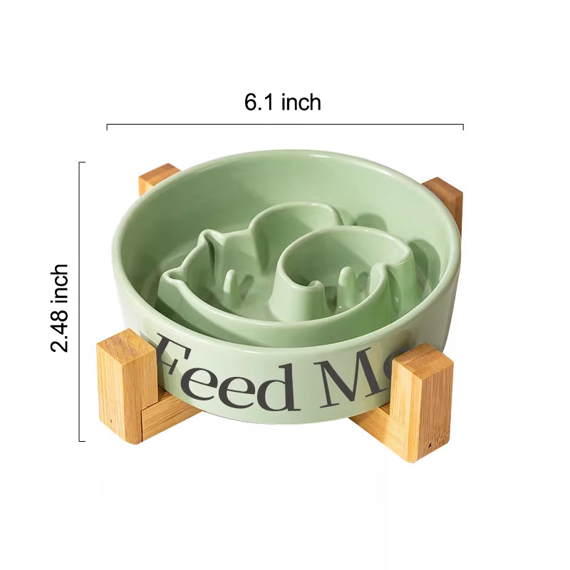 Four Color Log Ceramic Slow Feeder Bowl