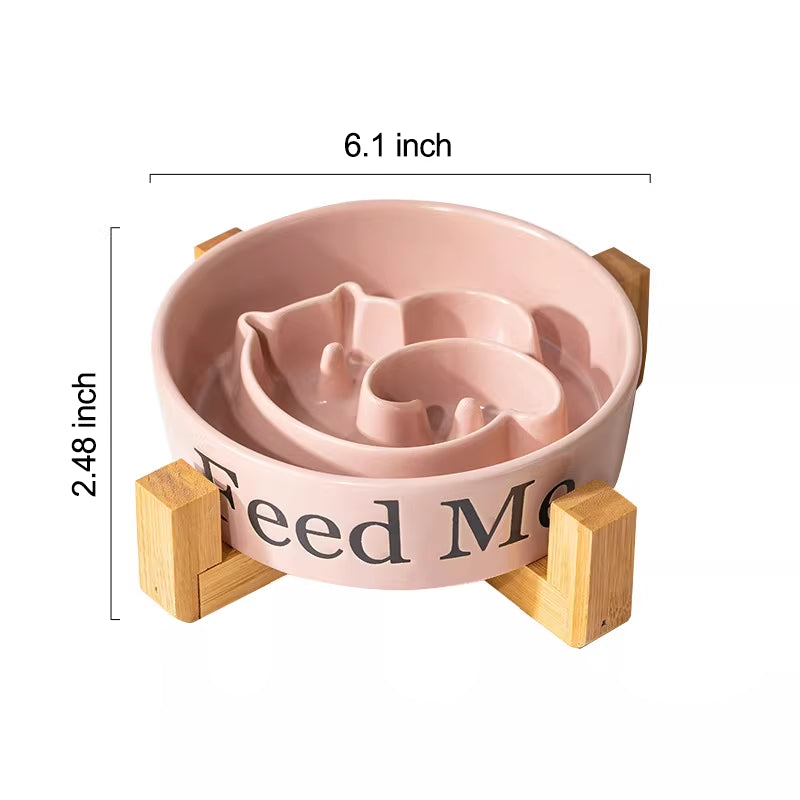 Four Color Log Ceramic Slow Feeder Bowl
