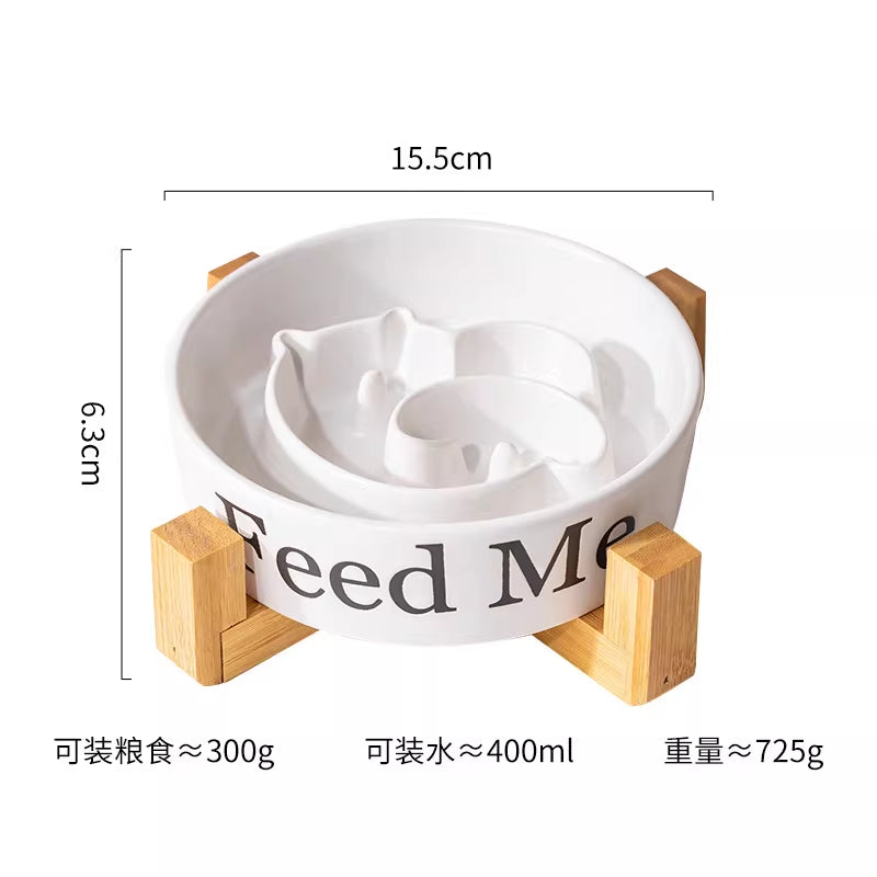 Four Color Log Ceramic Slow Feeder Bowl