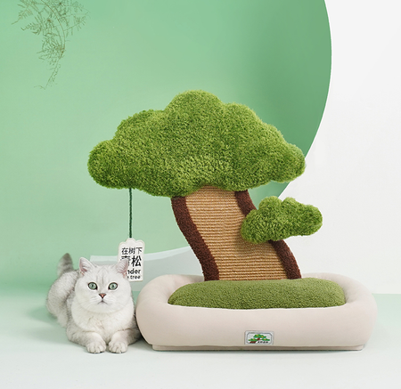 Green Pine Cat Bed with Scratching Board petin