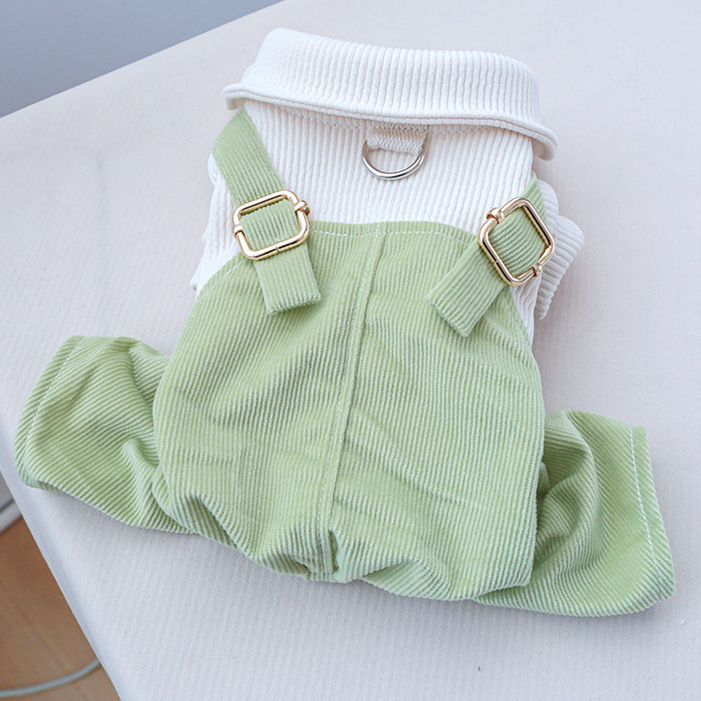 Green-White Corduroy Dog Overalls petin