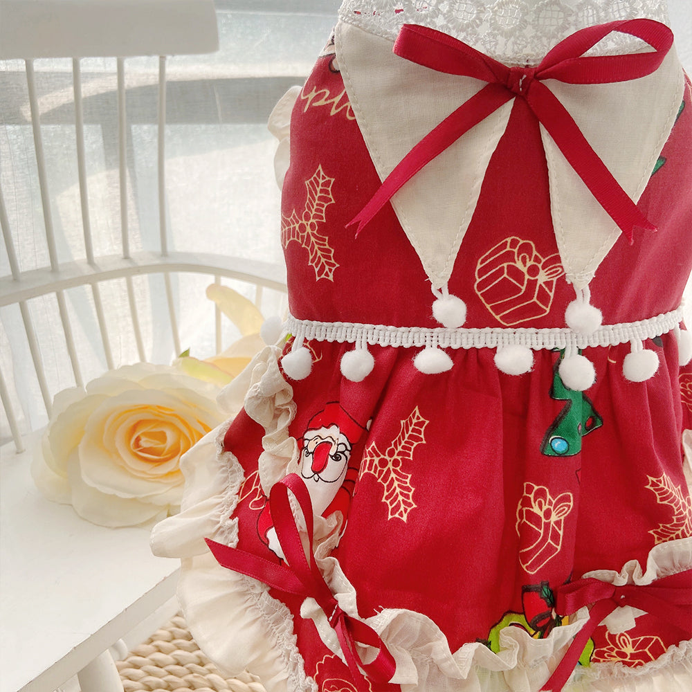 Handmade Christmas Cat Dress petin