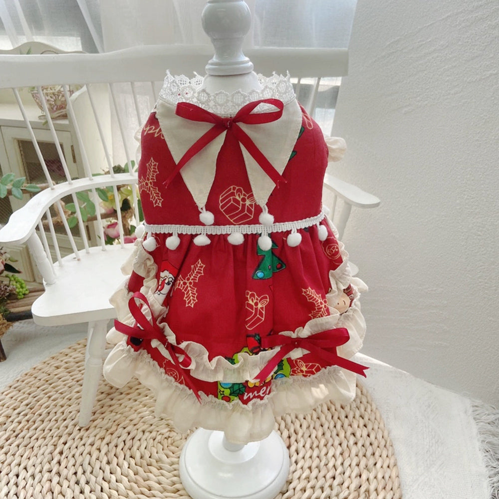Handmade Christmas Cat Dress petin