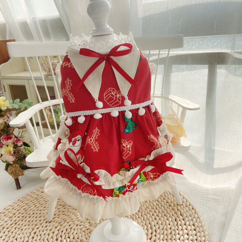 Handmade Christmas Cat Dress petin