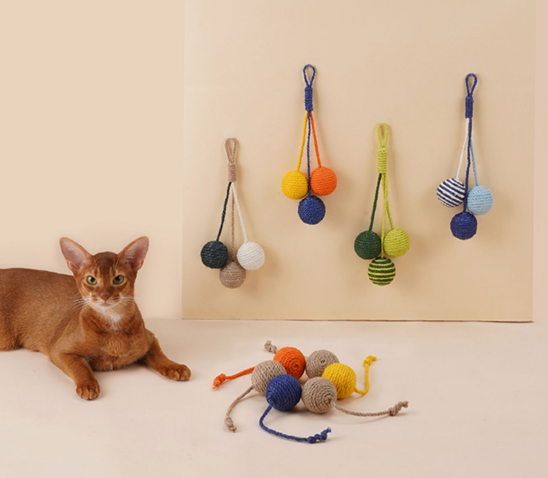 Hanging Scratcher Cat Toy Ball Set petin