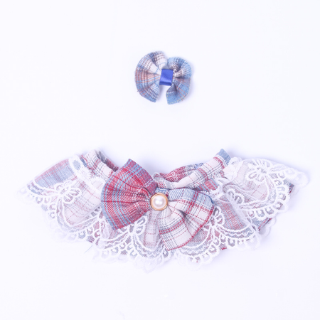 Lace Edge Plaid Cat Collar lovepetin.com