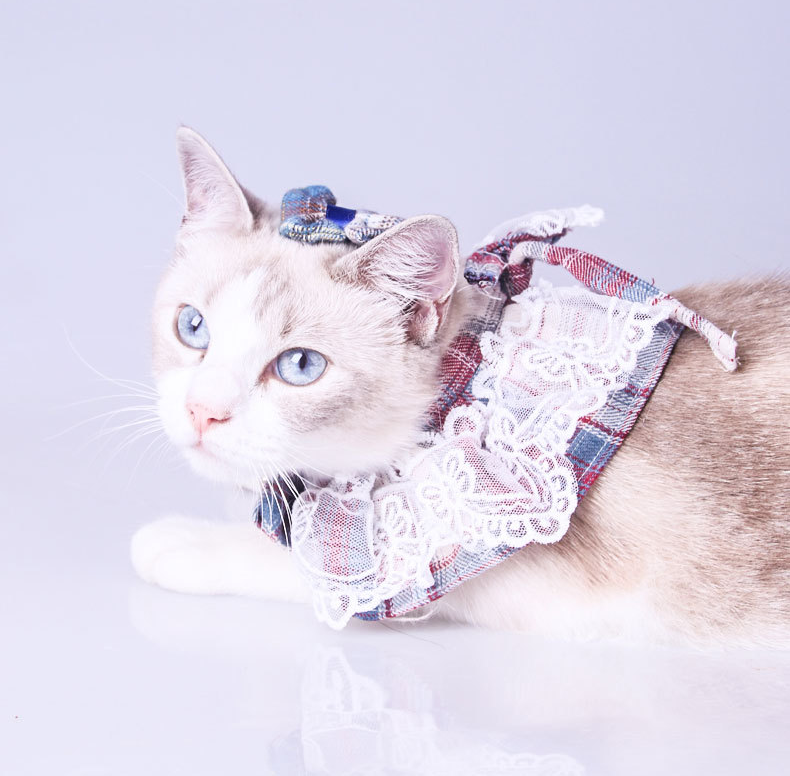 Lace Edge Plaid Cat Collar lovepetin.com