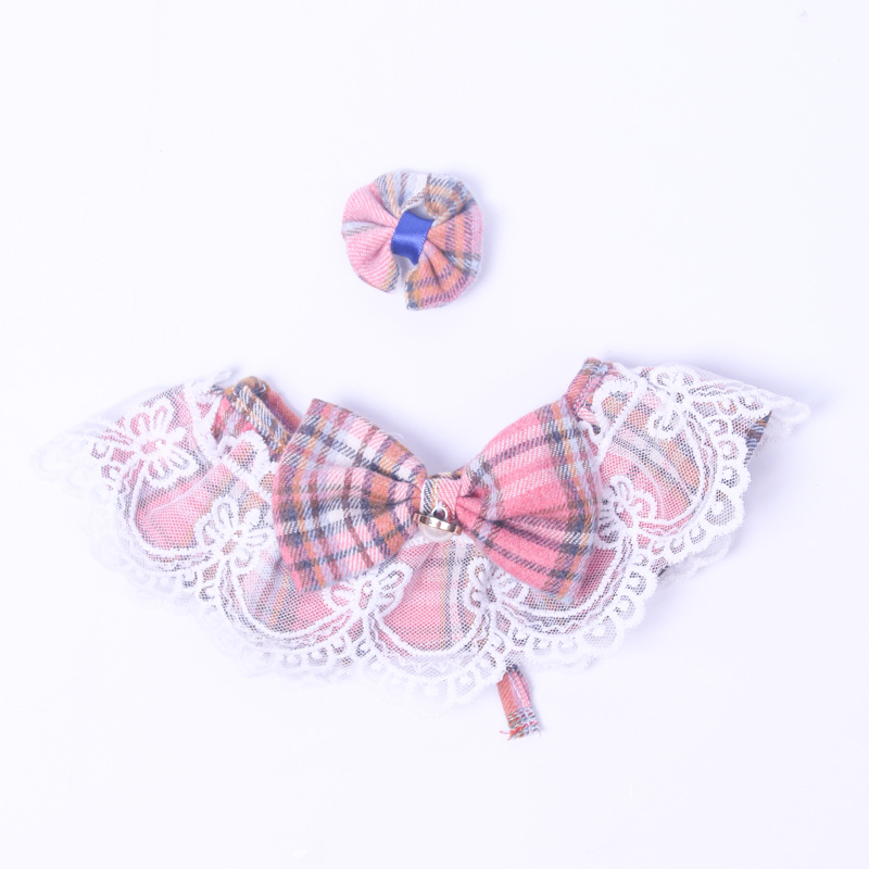 Lace Edge Plaid Cat Collar lovepetin.com