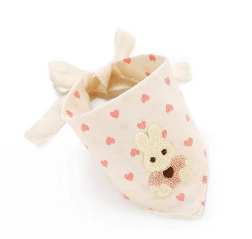 Lovely Bunny With Heart Pattern Cat Bandana lovepetin.com