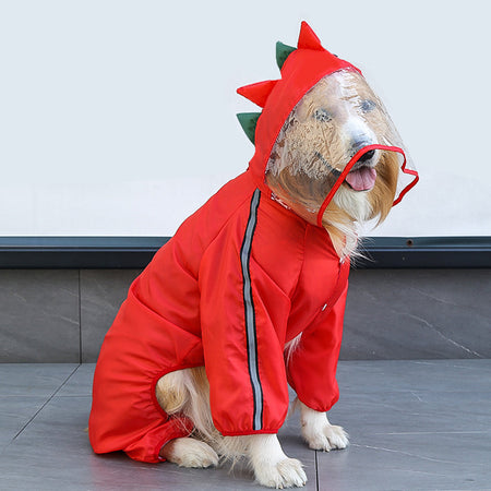 Lovely Dinosaur Outdoor Dog Raincoat lovepetin.com