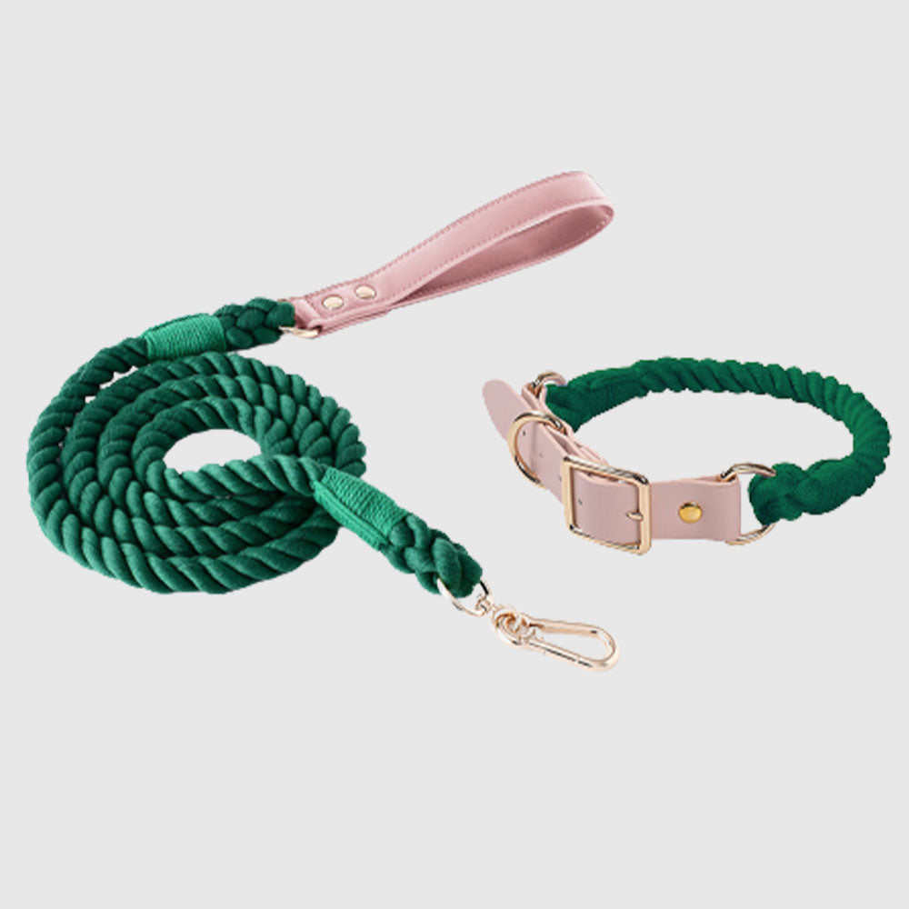 Macaron Series Cotton Rope Dog Collar&Leash Set lovepetin.com