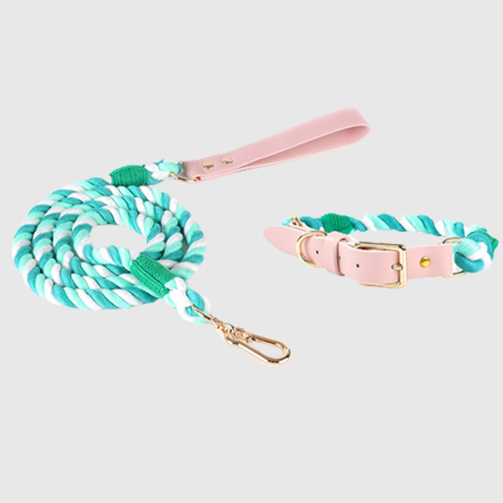 Macaron Series Cotton Rope Dog Collar&Leash Set lovepetin.com