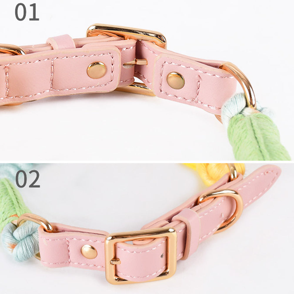 Macaron Series Cotton Rope Dog Collar&Leash Set lovepetin.com