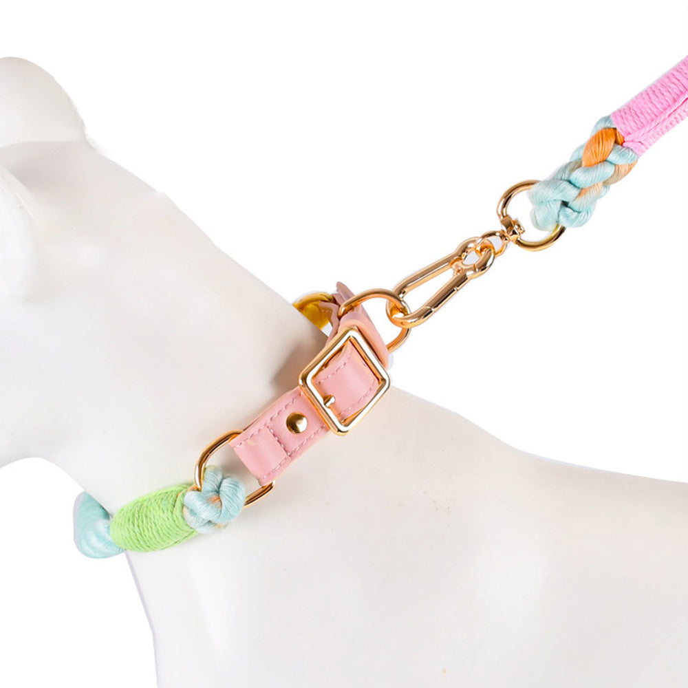 Macaron Series Cotton Rope Dog Collar&Leash Set lovepetin.com