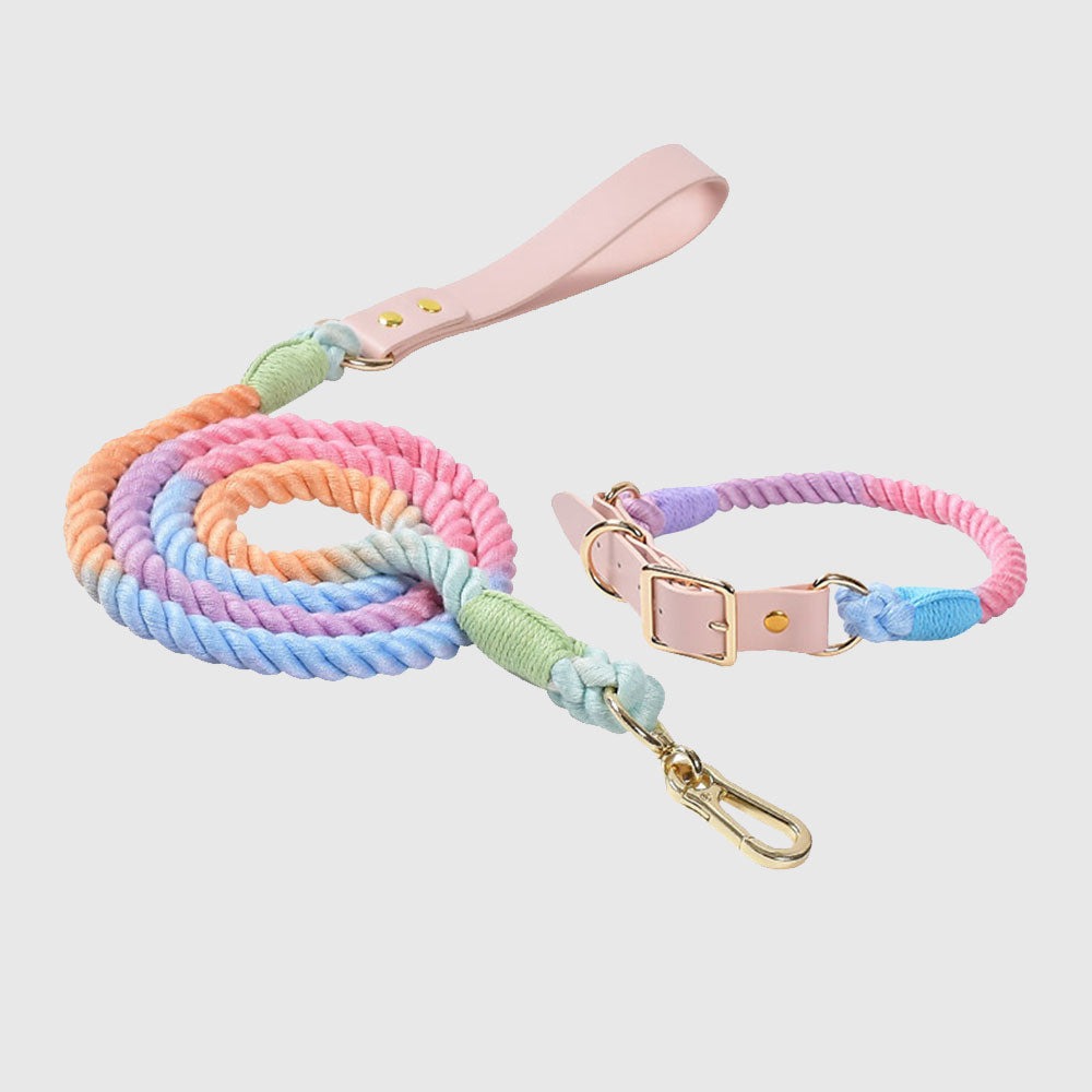 Macaron Series Cotton Rope Dog Collar&Leash Set lovepetin.com
