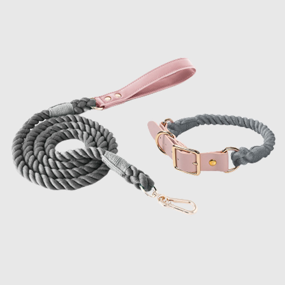 Macaron Series Cotton Rope Dog Collar&Leash Set lovepetin.com