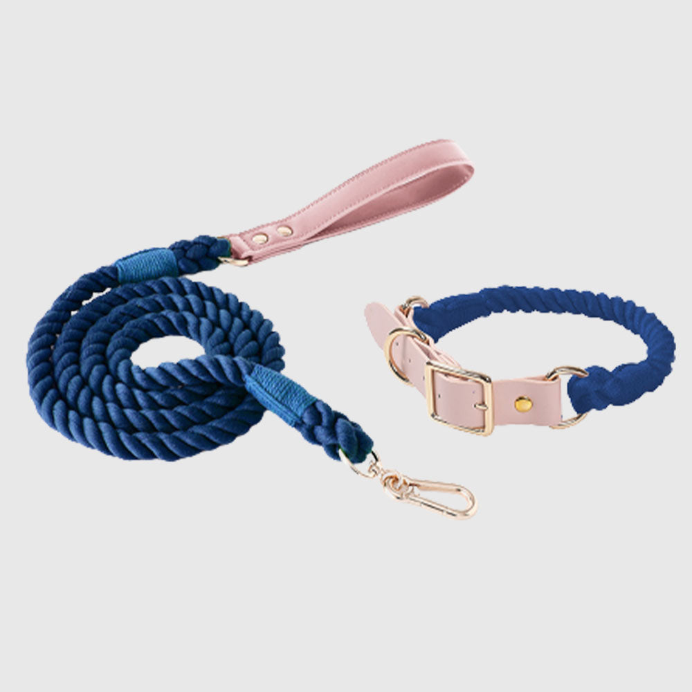 Macaron Series Cotton Rope Dog Collar&Leash Set lovepetin.com