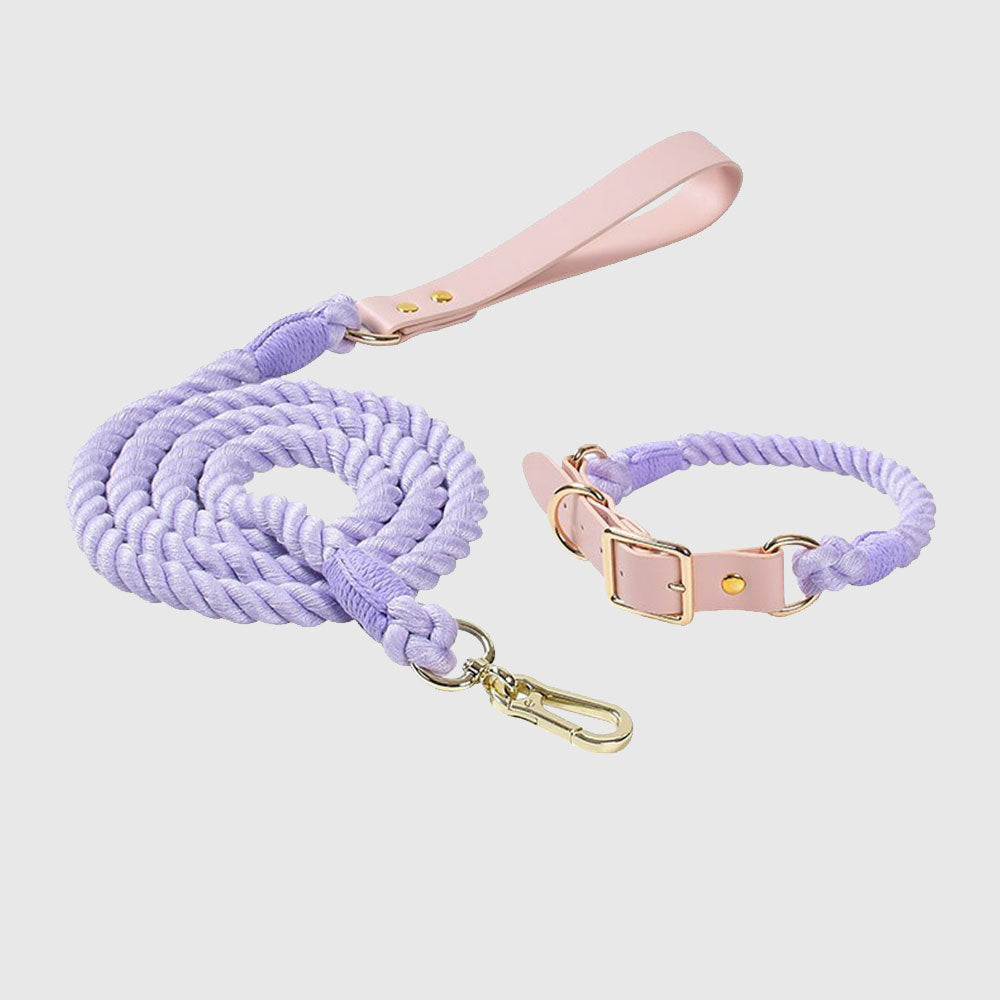 Macaron Series Cotton Rope Dog Collar&Leash Set lovepetin.com