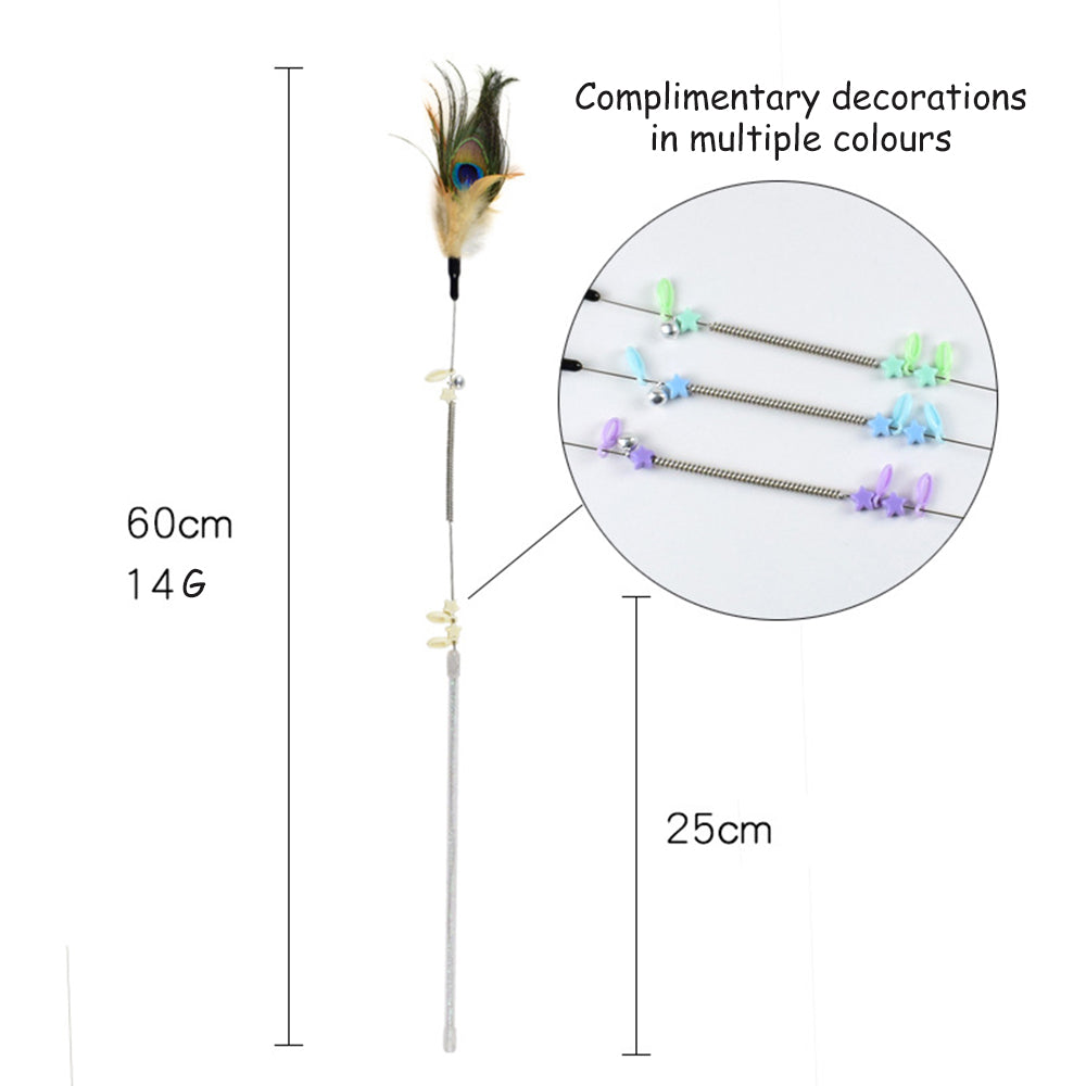 Man-made Beautiful Peacock Feather Cat Teaser lovepetin.com
