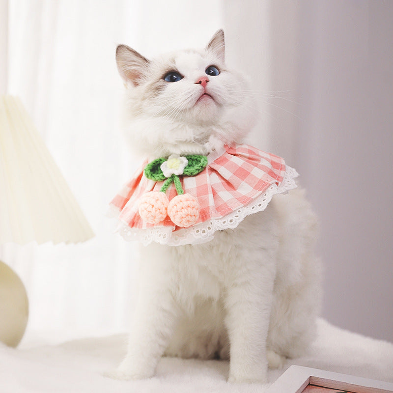 Milk Velvet Adjustable Cat Knitted Collar lovepetin.com