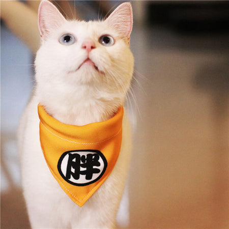 Orange Non-stick Fabric Cat Bandana lovepetin.com