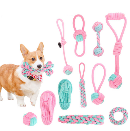 Pink&Green Bite-resistant Teeth Cleaning Rope Toy lovepetin.com