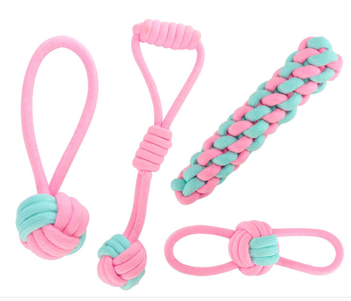 Pink&Green Bite-resistant Teeth Cleaning Rope Toy lovepetin.com